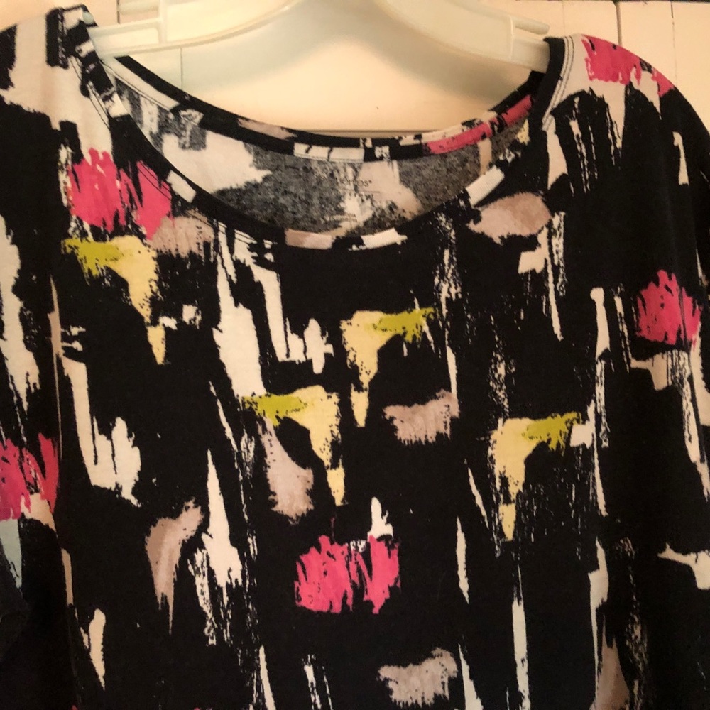Daisy Fuentes 2X Tops Bundle 2 Piece Cap Sleeve Scoop Neck Floral Abstract - Picture 8 of 10